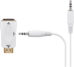 Kompaktowy adapter HDMI™/VGA z obsługą audio, pozłacany