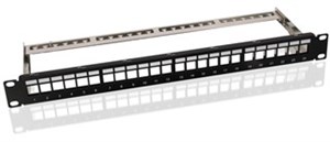 19 Zoll (48,3 cm) Keystone-Patchpanel (STP), unbestückt (1 HE), mit Erdungskabel