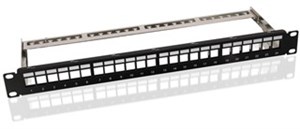 19 Zoll (48,3 cm) Keystone-Patchpanel (STP), unbestückt (1 HE), mit Erdungskabel