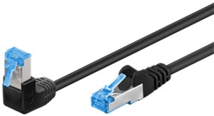 CAT 6A Câble Patch 1x 90° Coudé, S/FTP (PiMF), noir