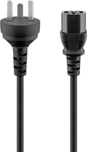 Cold-device cord, Denmark Type K; 2 m, black