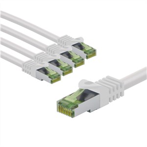 GHMT-certified CAT 8.1 Patch Cord, S/FTP, 1 m, white, Set of 5