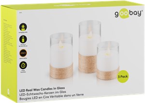 3er-Set LED-Echtwachs-Kerzen im Glas, weiß 3er-Set LED-Echtwachs-Kerzen im Glas, weiß