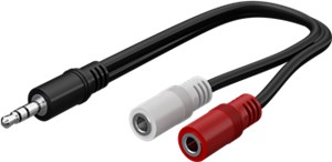Adaptateur de Câble Audio en Y 3,5 mm, 1x Mâle 2x Femelle Mono
