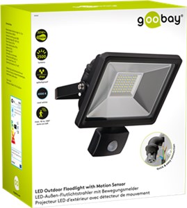 LED outdoor floodlight with a motion sensor, 30 W LED outdoor floodlight with a motion sensor, 30 W