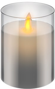 Bougie LED en Cire Véritable dans un Verre, 7,5 x 10 cm, Gris-Transparent