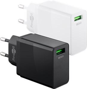 USB-Schnellladegerät QC 3.0 (18 W) schwarz USB-Schnellladegerät QC 3.0 (18 W) schwarz