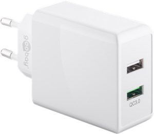 Dual USB Quick Charger USB/QC 3.0 (28 W) bianco