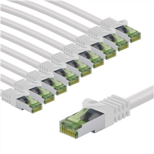 GHMT-certified CAT 8.1 Patch Cord, S/FTP, 1 m, white, Set of 10