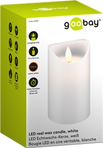 LED real wax candle, white, 7.5 x 12.5 cm
