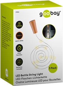 3x 10 LED catena luminosa per bottiglie, incl. timer