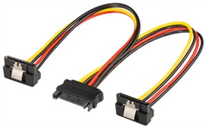 PC Y-Stromkabel/Stromadapter, SATA 1x Buchse zu 2x Stecker 90°