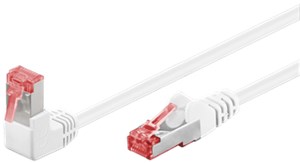 CAT 6 Câble Patch 1x 90° Coudé, S/FTP (PiMF), blanc, 0,25 m