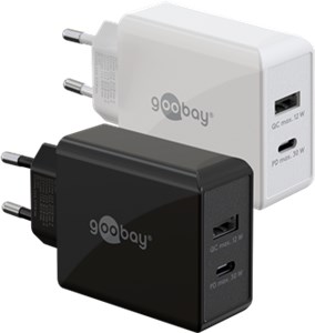 Caricatore rapido doppio USB-C™ PD (30 W) bianco