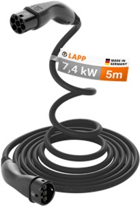 Type 2 Câble de Recharge Auto-Enroulant, jusqu'à 7,4 kW, 5 m, noir