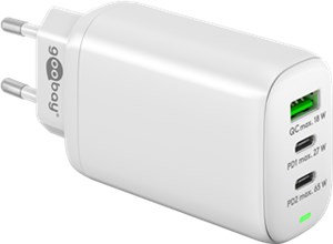 Caricatore rapido multiporta USB-C™ PD a 3 porte (65 W) bianco