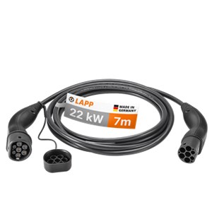 Ladekabel Typ 2, bis zu 22 kW, 7 m, schwarz