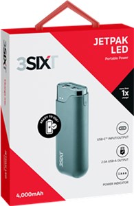 JetPak LED 4.000mAh banca di potere a portata di mano con connettore USB-A USB-C ™ e
