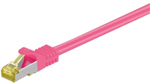 RJ45 Patch Cord CAT 6A S/FTP (PiMF), 500 MHz, with CAT 7 Raw Cable, magenta