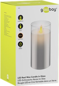 LED Real Wax Candle in Glass, 7.5 x 15 cm