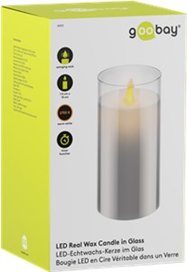 Candela LED in vera cera in vetro, 7,5 x 15 cm