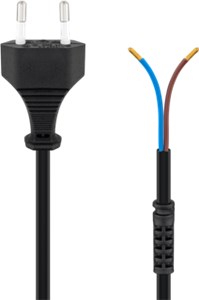 Cable with Euro Plug for Assembly, 1.5 m, Black
