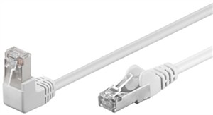 CAT 5e Câble Patch 1x 90° Coudé, F/UTP, blanc, 0,5 m