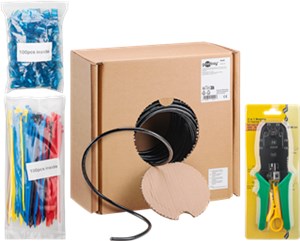 CAT 6A Kit de Câbles Réseau Extérieurs, U/UTP, noir 