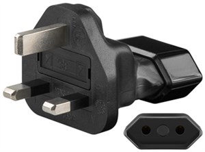 Mains Adapter Europe to UK, Black Mains Adapter Europe to UK, Black