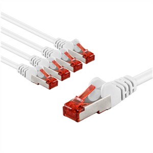 CAT 6 Câble Patch, S/FTP (PiMF), 3 m, blanc, Lot de 5