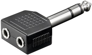 Kopfhörer-Adapter, 1x AUX-Klinke 6,35 mm auf 2x 3,5 mm
