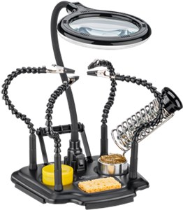 Soldering Aid with Magnifying Lamp and Gooseneck Arms