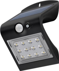 LED-Solar-Wandleuchte mit Bewegungsmelder, 1,5 W, schwarz