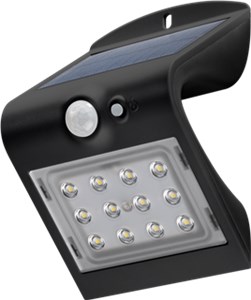 Applique Murale Solaire LED avec Détecteur de Mouvement, 1,5 W, Noir