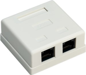 2-port RJ45 Surface Mount Installation Box, CAT 6, UTP, white