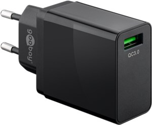 USB-Schnellladegerät QC 3.0 (18 W) schwarz USB-Schnellladegerät QC 3.0 (18 W) schwarz