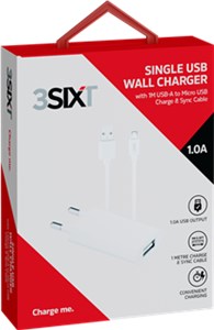 Micro-USB Ladeset 1A mit 1A Single-USB Ladegerät und 1m Micro-USB Kabel