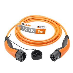 Type 2 Câble de Recharge, jusqu'à 7,4 kW, 5 m, orange