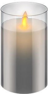 Bougie LED en Cire Véritable dans un Verre, 7,5 x 12,5 cm, Gris-Transparent