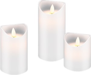 Set of 3 LED Real Wax Candles, White