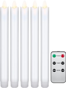 Kit de 5 Bougies LED en Cire Véritable, blanc, avec Télécommande