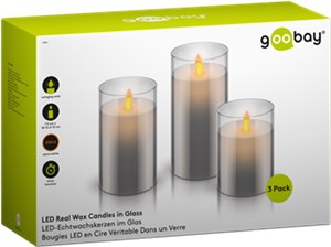 Set di 3 candele a LED in vera cera in un barattolo