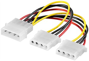 PC Y-Stromkabel/Stromadapter 5.25, 1x Stecker zu 2x Buchse
