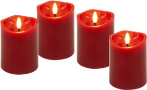 Set of 4 LED Real Wax Candles, red