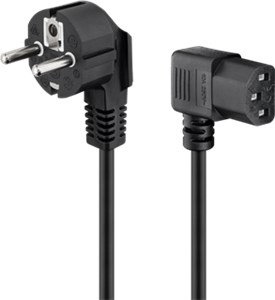 Angled IEC Cord on Both Sides, 1.5 m, Black