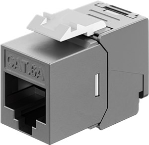 Module Keystone RJ45 CAT 6A, STP, Slim & Short, Borne de Mise à la Terre