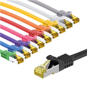 RJ45-Patchkabel CAT 6A S/FTP (PiMF), 500 MHz mit CAT 7 Rohkabel, 5 m, Set in 10 Farben