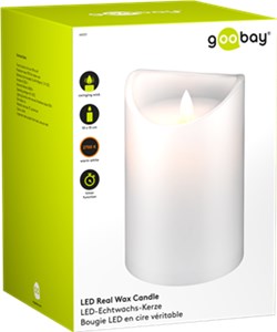 Candela a LED in vera cera bianca, 10x15 cm