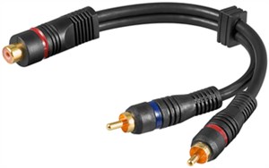 Câble Adaptateur Y Audio, 2x RCA Mâle vers 1x RCA Femelle Stéréo, OFC, Double Blindage