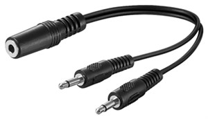 Adaptateur de câble audio en Y 3,5 mm, 1x stéréo femelle vers 2x mono mâle